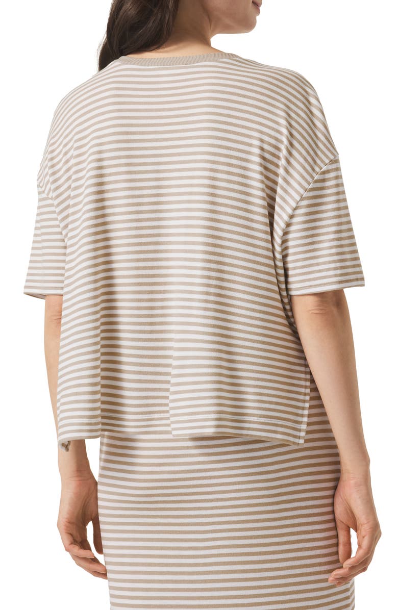 Splendid Brooke Stripe Short Sleeve Half Zip T-Shirt, Alternate, color, Fawn Stripe
