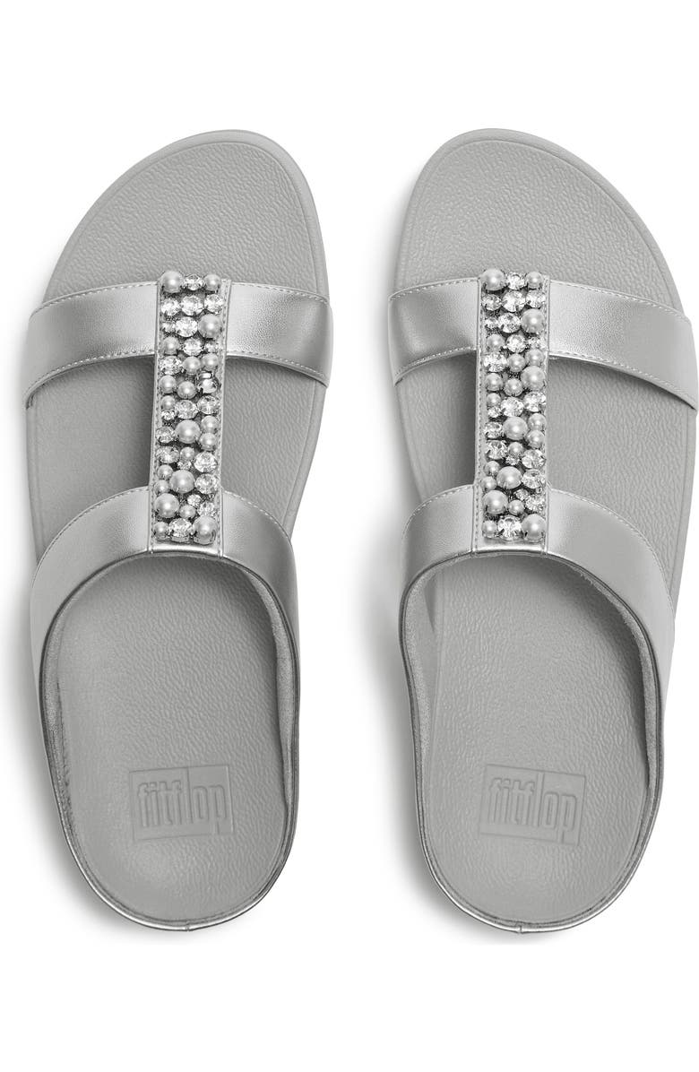 FitFlop Fino Pearls Crystal Slides, Alternate, color, Silver