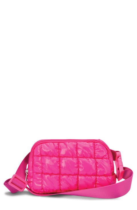 Kids' Hot Pink Shiny Quilted Nylon Belt Bag