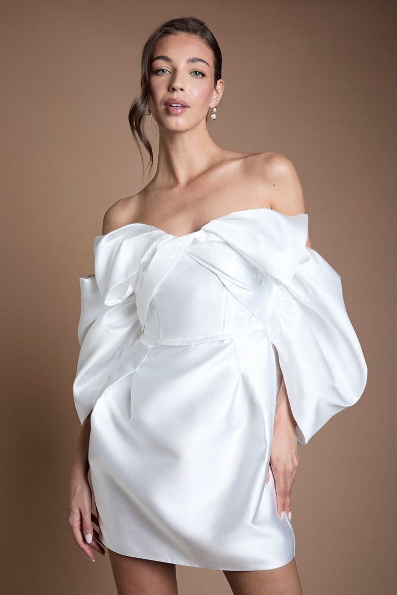 Corset Off-Shoulder Bridal Dress, Alternate, color, Ivory