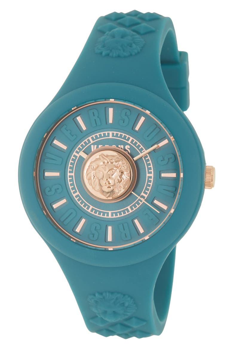 Fire Island Silicone Strap Watch, 39mm, Main, color, TEAL