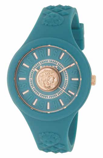 VERSUS Versace Men's Teal Dial Teal Silicone Strap Watch, 39mm