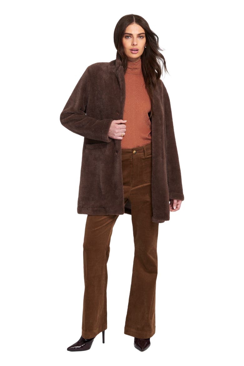 Fuzzy Knit Coat Teddy, Alternate, color, Chocolate