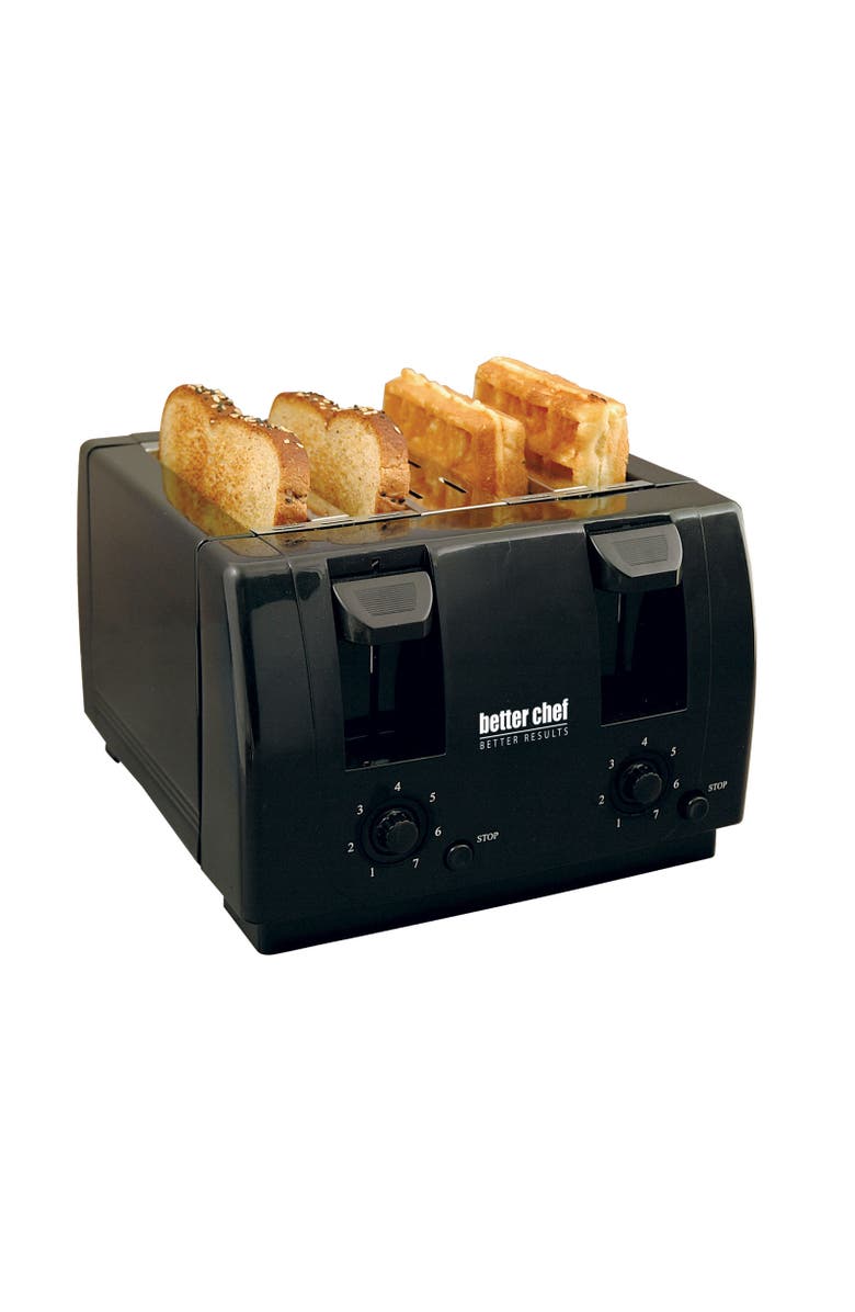 Better Chef 4 Slice Wide Slot Dual Control Toaster, Main, color, 