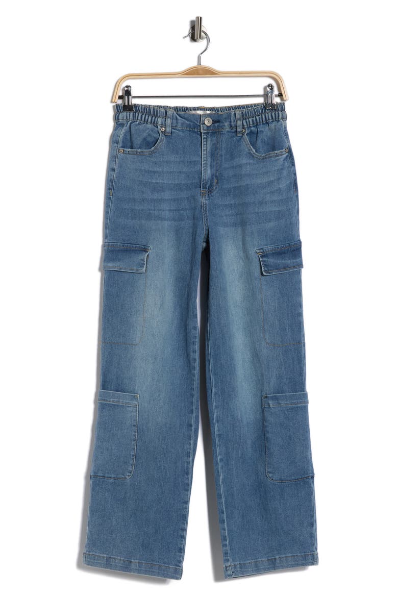 Cargo Pocket Wide Leg Jeans, Alternate, color, MEDIUM WASH