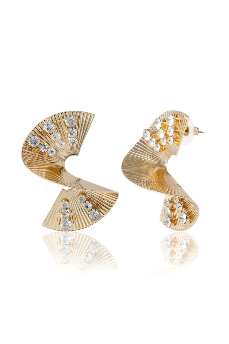 BCBGeneration Sculpted Fan Crystal Earrings, Alternate, color, Gold