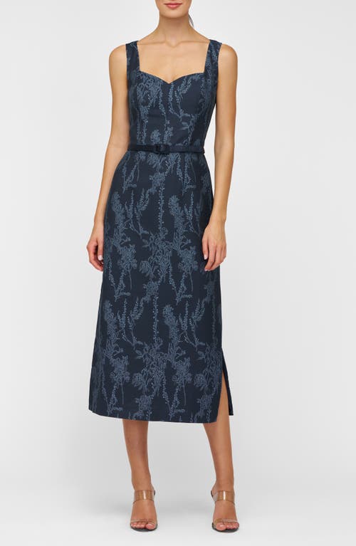 Kay Unger Drew Beaded Embroidery Cocktail Dress In Blue