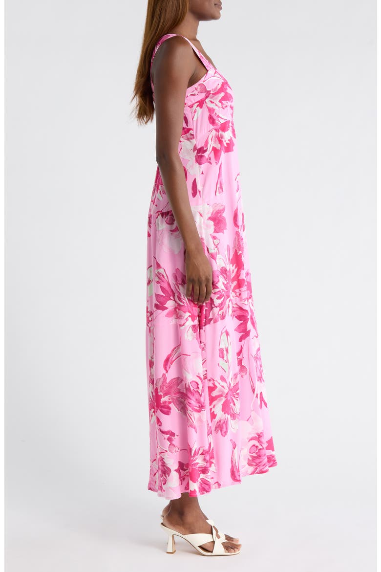Floral Tiered Maxi Dress, Alternate, color, RASPBERRY SORBET