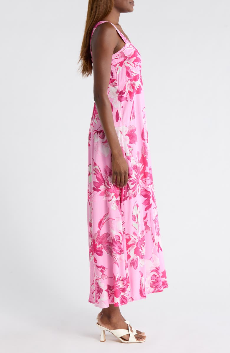 Vince Camuto Floral Tiered Maxi Dress, Alternate, color, Raspberry Sorbet