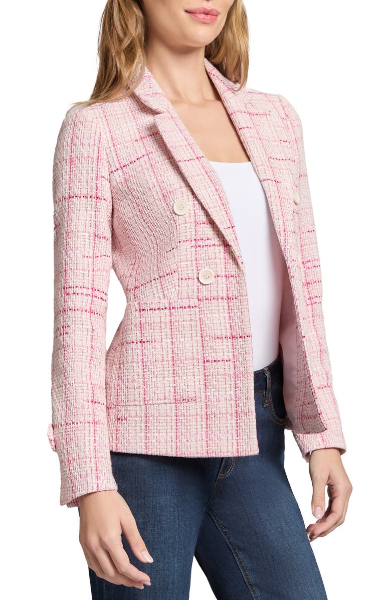 Jones New York Plaid Tweed Faux Double Breasted Jacket, Alternate, color,