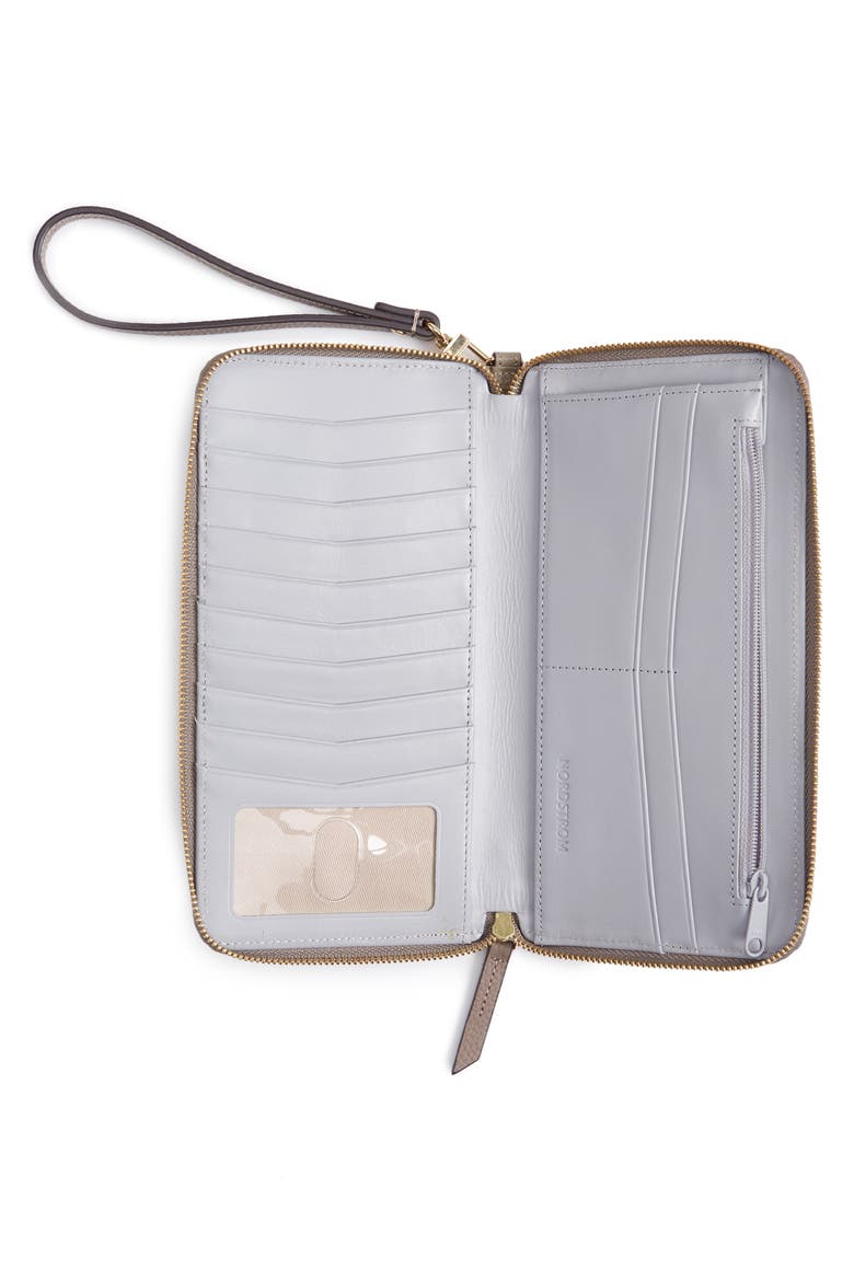 Zip Around Leather Continental Wallet, Alternate, color, GREY TAUPE