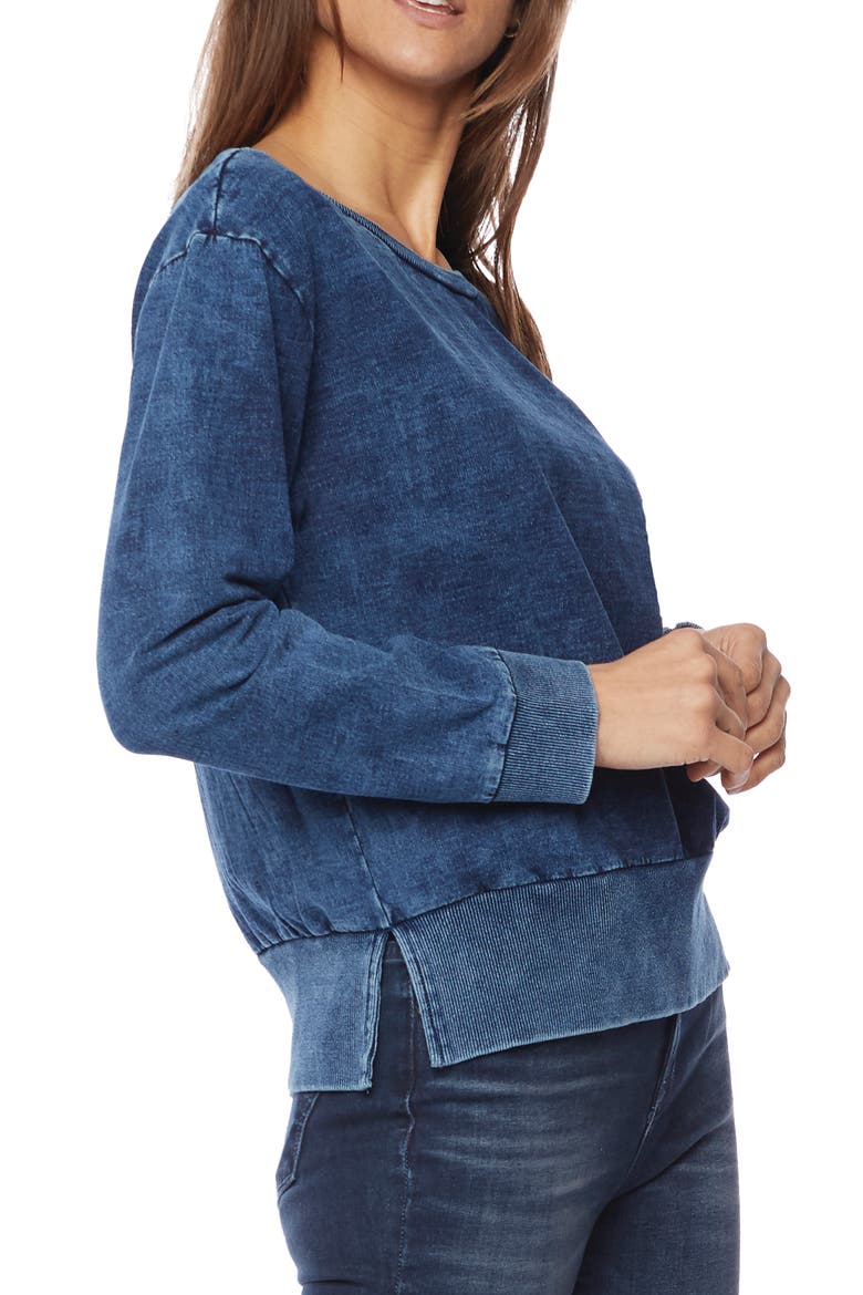 Denim Cotton French Terry Sweatshirt, Alternate, color, INDIGO