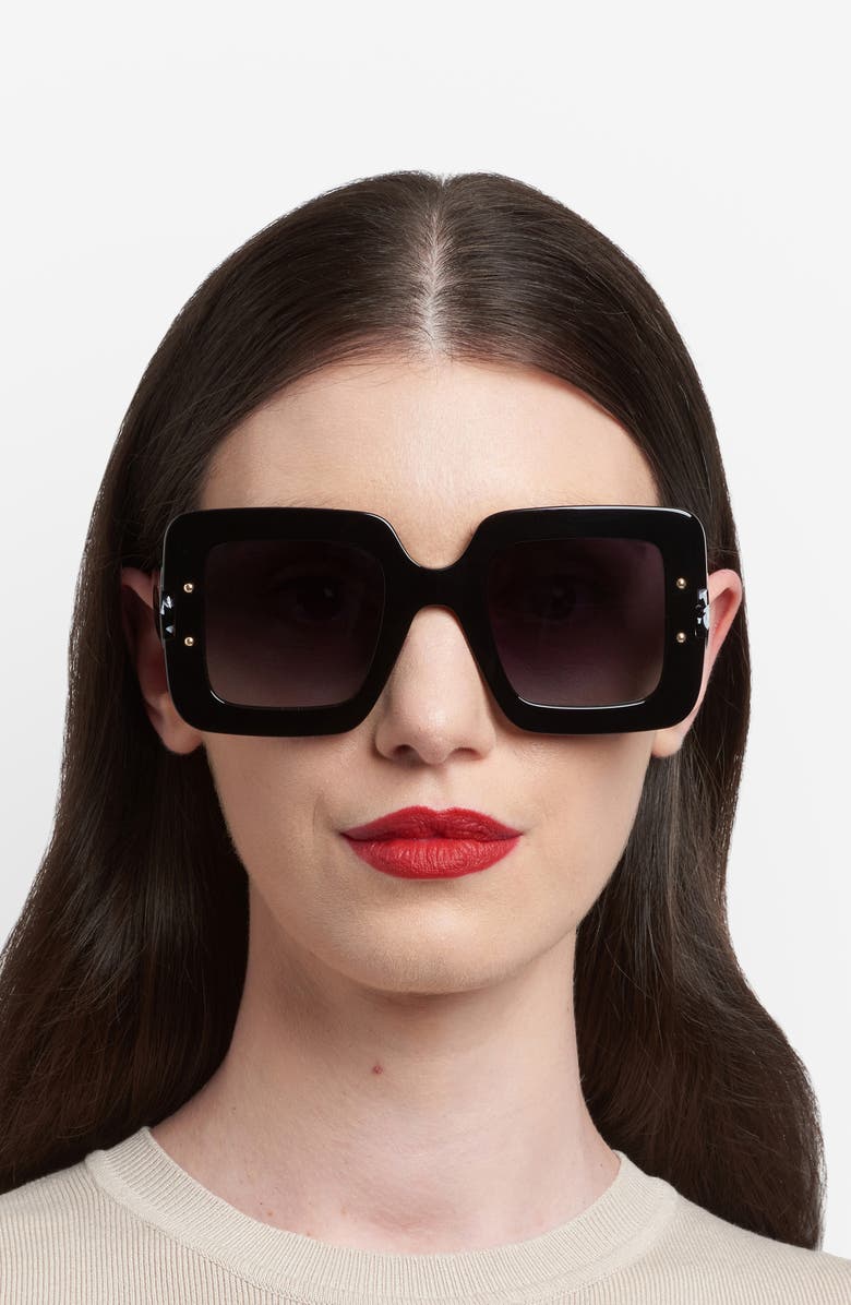 Carolina Herrera 50mm Square Sunglasses, Alternate, color, Black/ Dark Grey