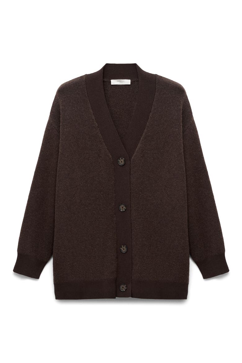 Contrast Detail Cardigan, Alternate, color, CHOCOLATE