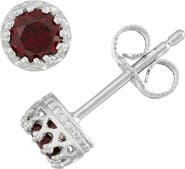 FZN Sterling Silver Stone Crown Stud Earrings