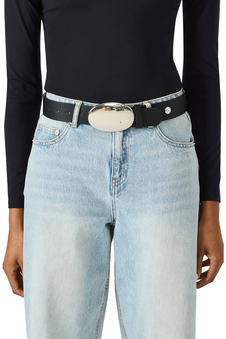 Dome Buckle Belt, Alternate, color, BLACK