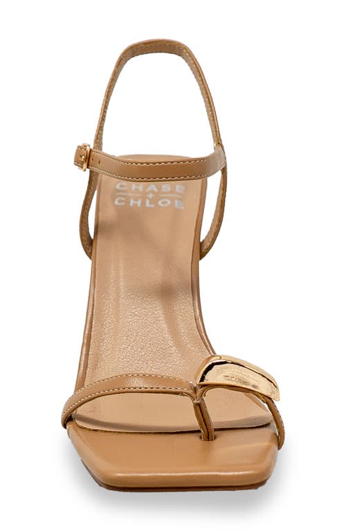 Chase & Chloe Chase And Chloe Kamiko Square Toe Sandal In Beige Pu
