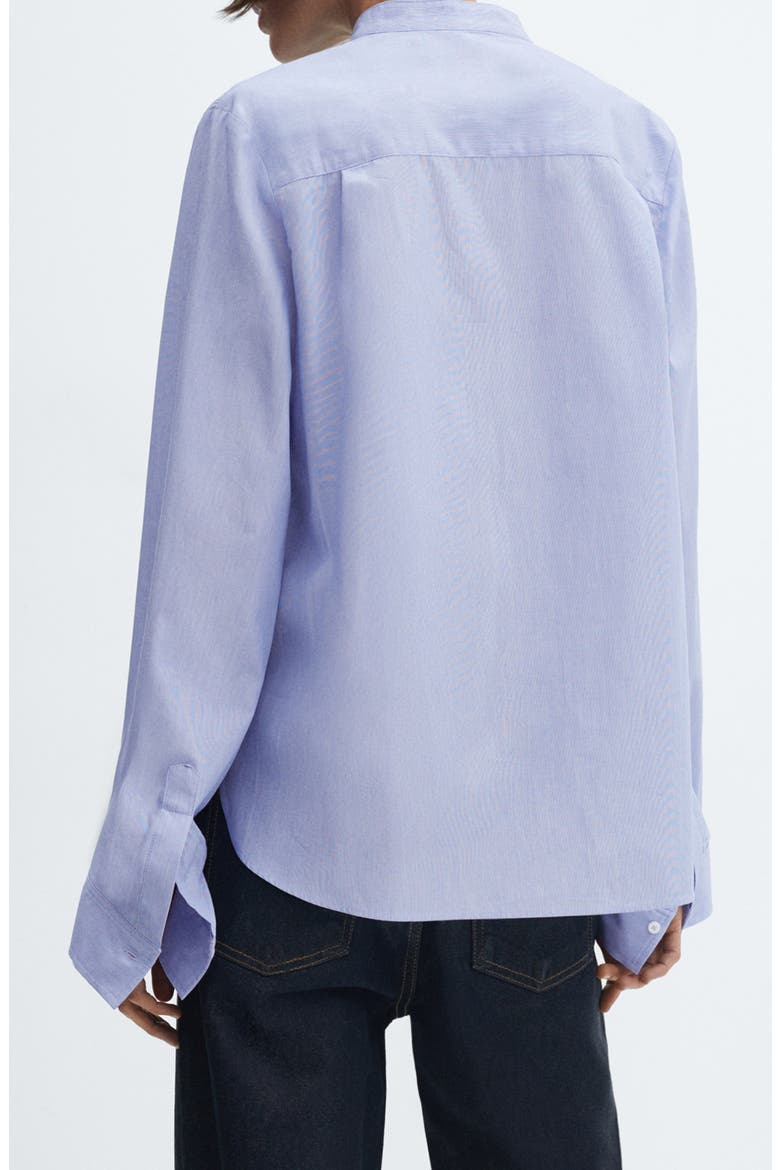 Band Collar Cotton Shirt, Alternate, color, BLUE