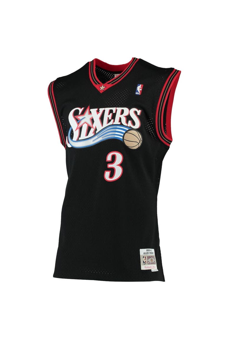 Men's Mitchell & Ness Allen Iverson Black Philadelphia 76ers 2000/01 Hardwood Classics Swingman Jersey, Alternate, color, Black