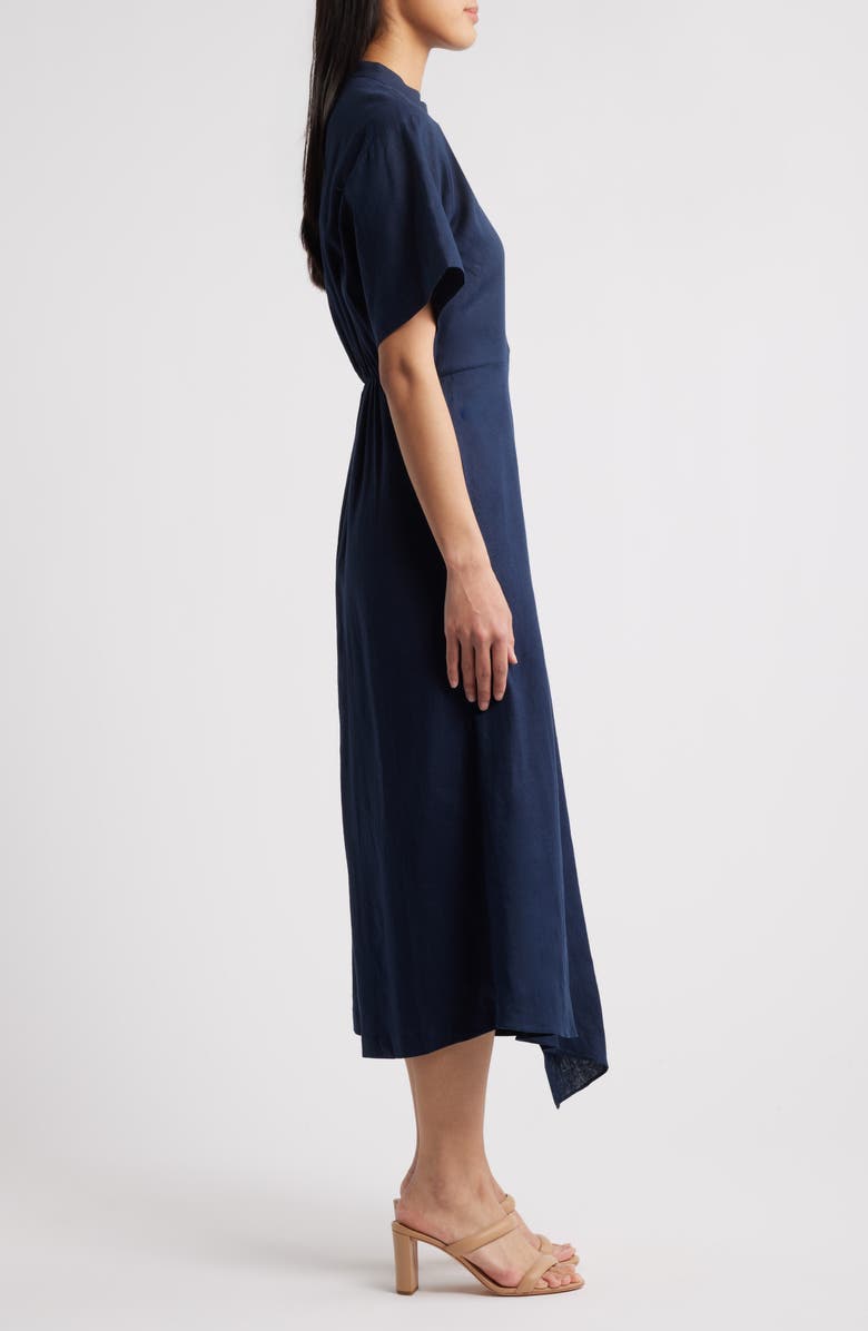 MELLODAY Draped Linen Blend Midi Shirtdress, Alternate, color,