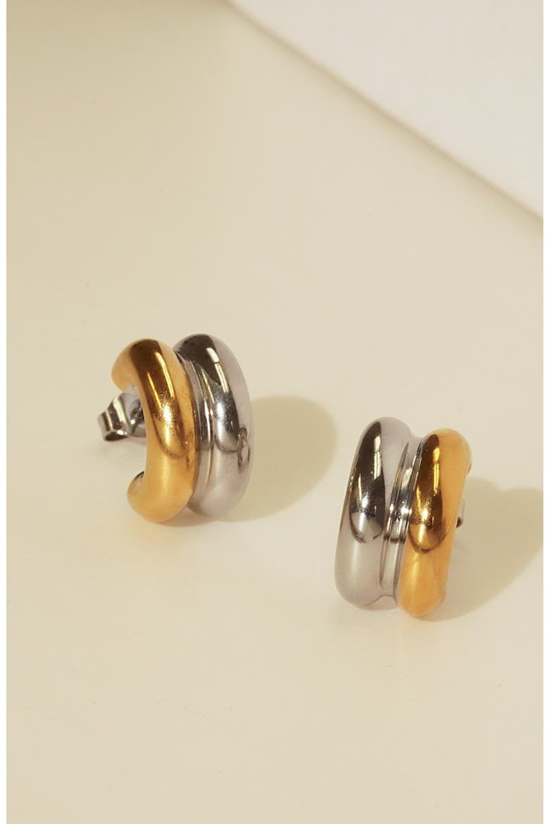 Mini Blunt Mixed Hoop Earrings, Alternate, color, GOLD