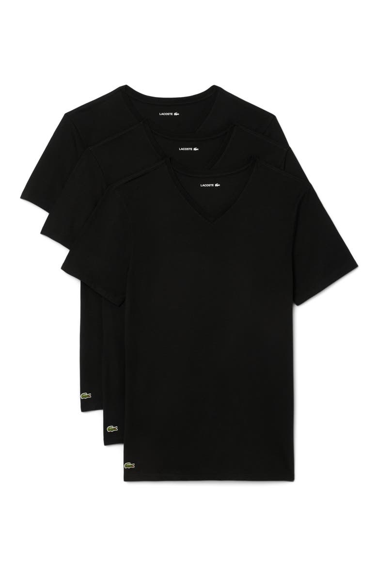3-Pack Cotton V-Neck T-Shirts, Alternate, color, BLACK