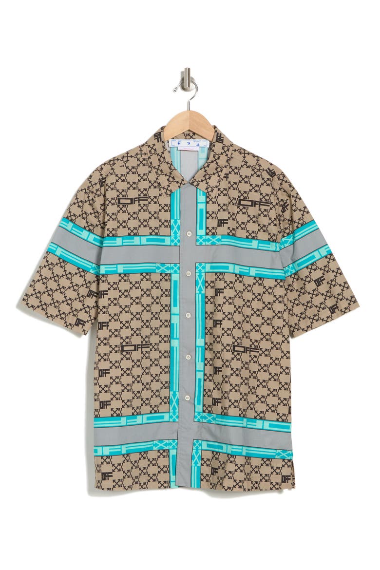 Monogram Stripe Woven Shirt, Alternate, color, BEIGE MULTI