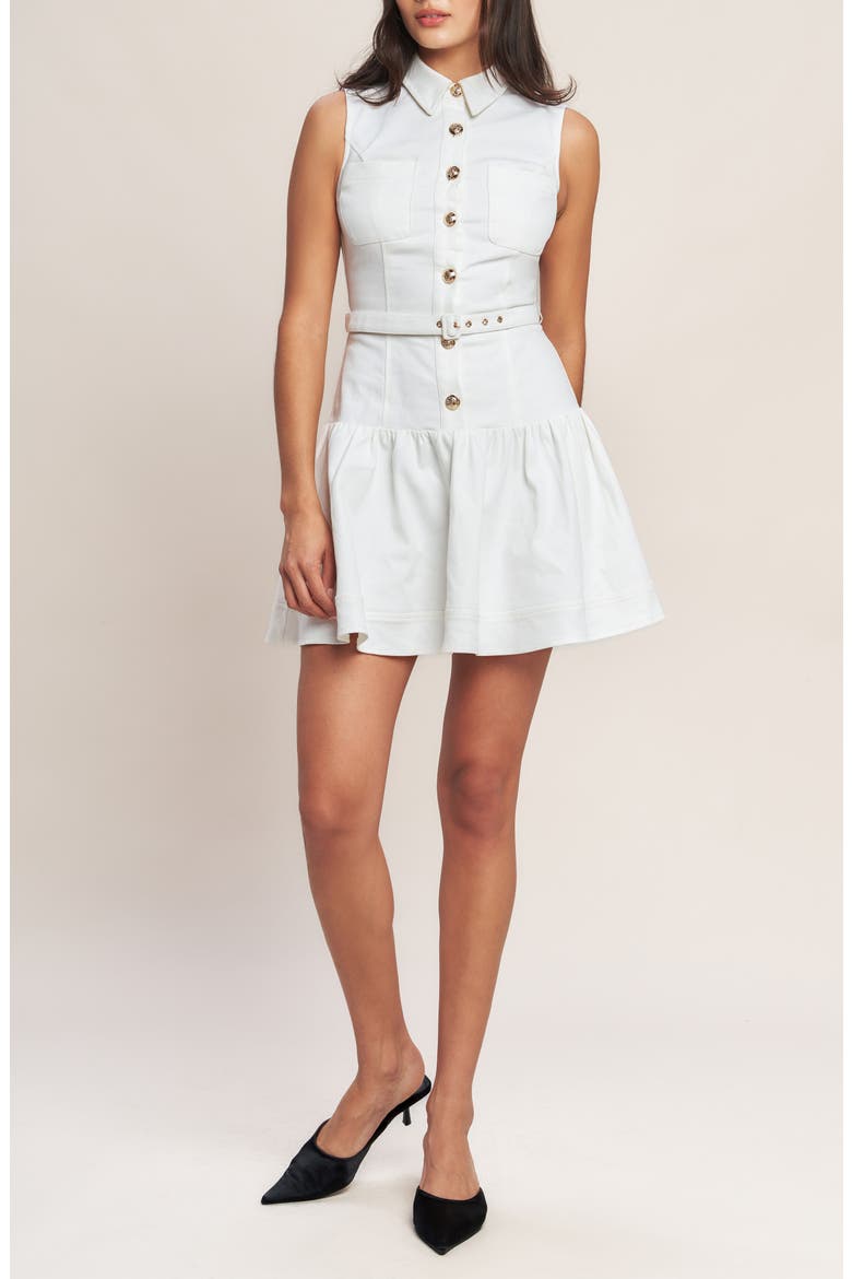 Sleeveless Denim Minidress, Main, color, WHITE