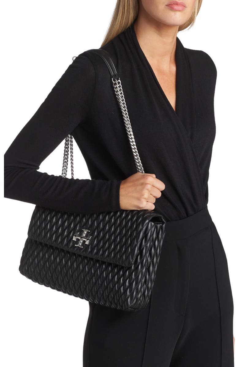 Tory Burch Kira Ruched Leather Convertible Shoulder Bag, Alternate, color,