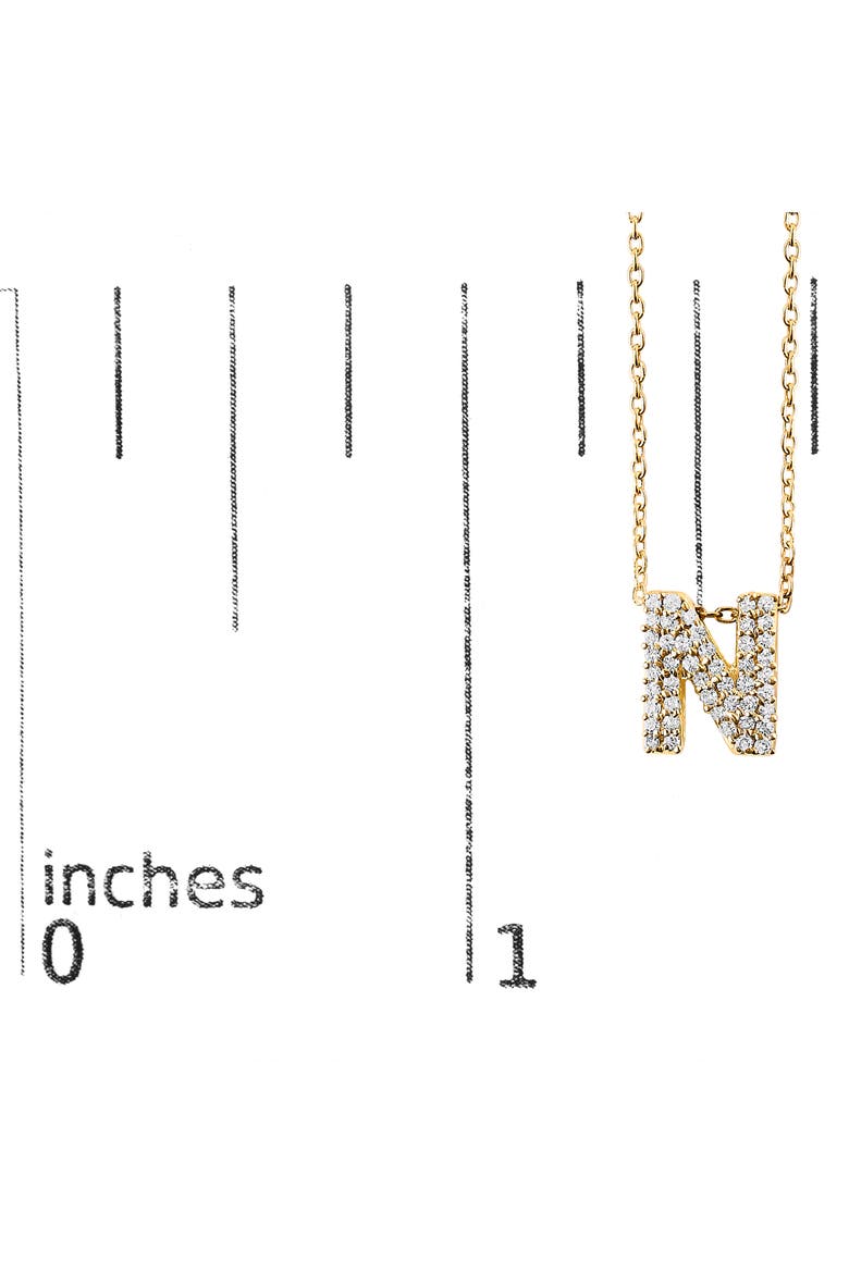 10K Gold Diamond Accent "A-Z" Initial Bubble Pendant Necklace, Alternate, color, Yellow | N