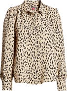 Vince Camuto Abstract Animal Print Long Sleeve Blouse