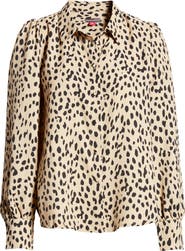 Vince Camuto Abstract Animal Print Long Sleeve Blouse