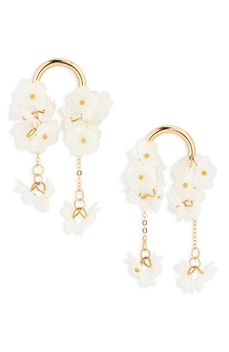 NATASHA Beaded Flower Drop Earrings, Main, color, Gold/ White