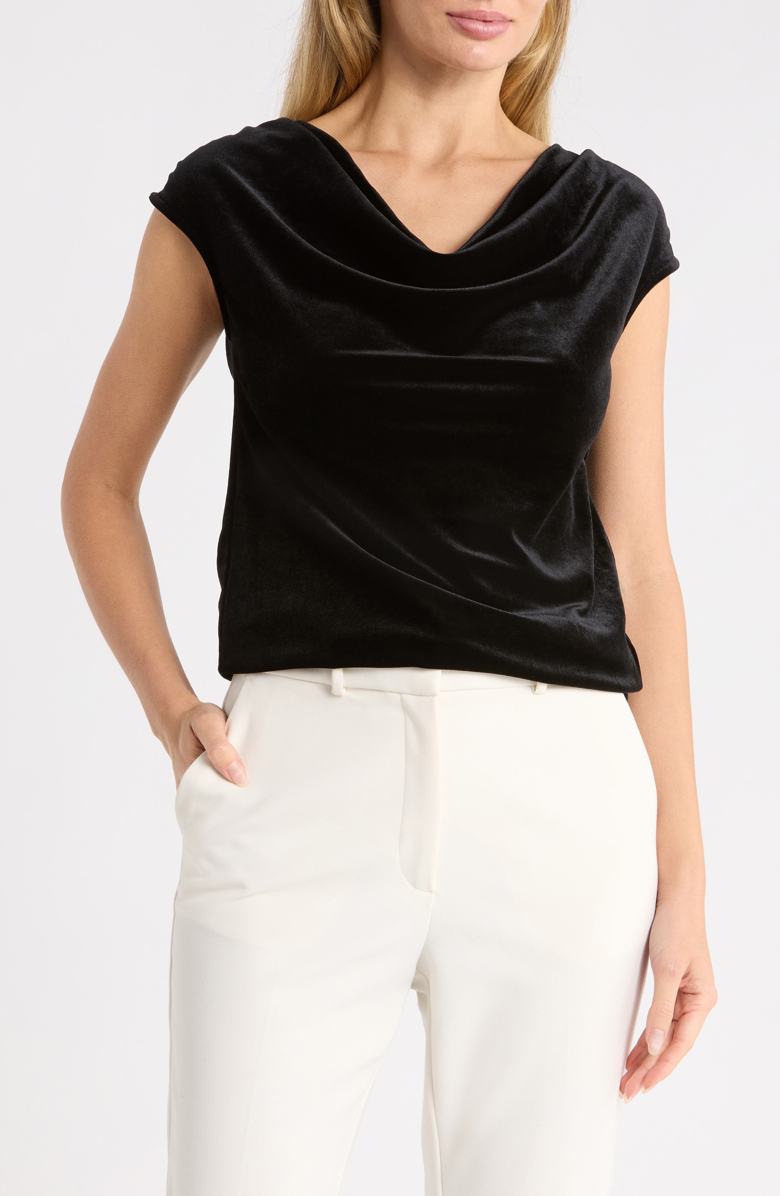 Velvet Cowl Neck Top