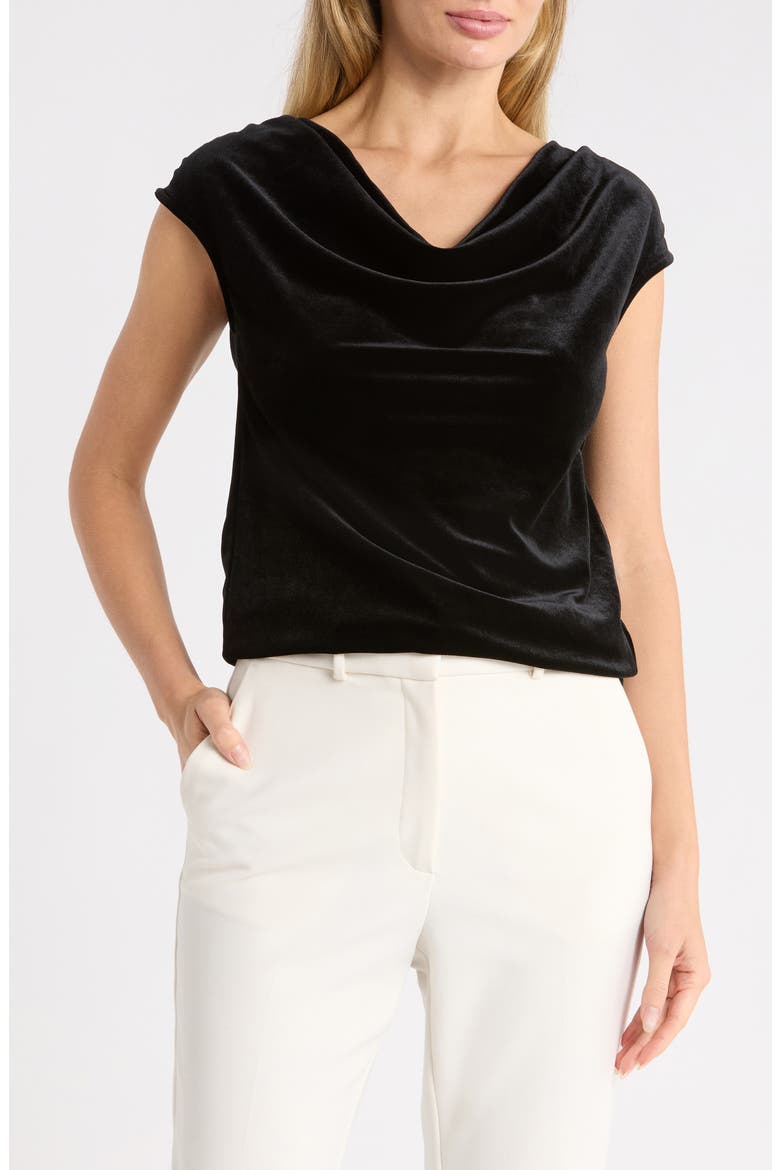 Velvet Cowl Neck Top, Main, color, BLACK