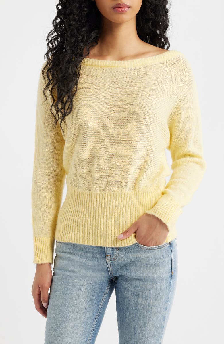 BDG Urban Outfitters Off the Shoulder Knit Sweater, Main, color, Yellow