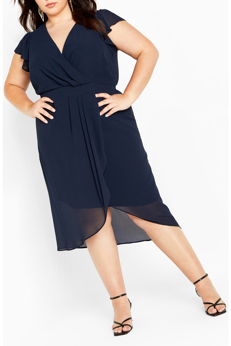 Faux Wrap Sheath Dress, Main, color, TRUE NAVY