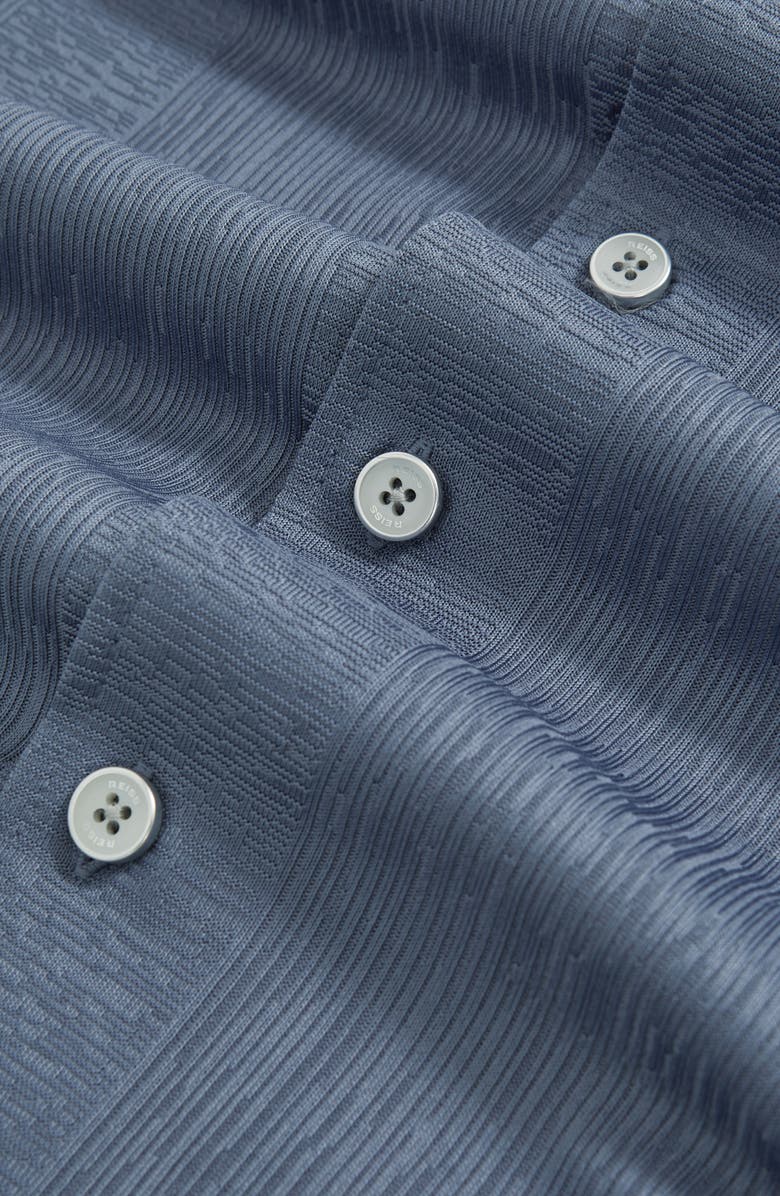 Reiss Ando Texture Stripe Camp Shirt, Alternate, color, Airforce Blue
