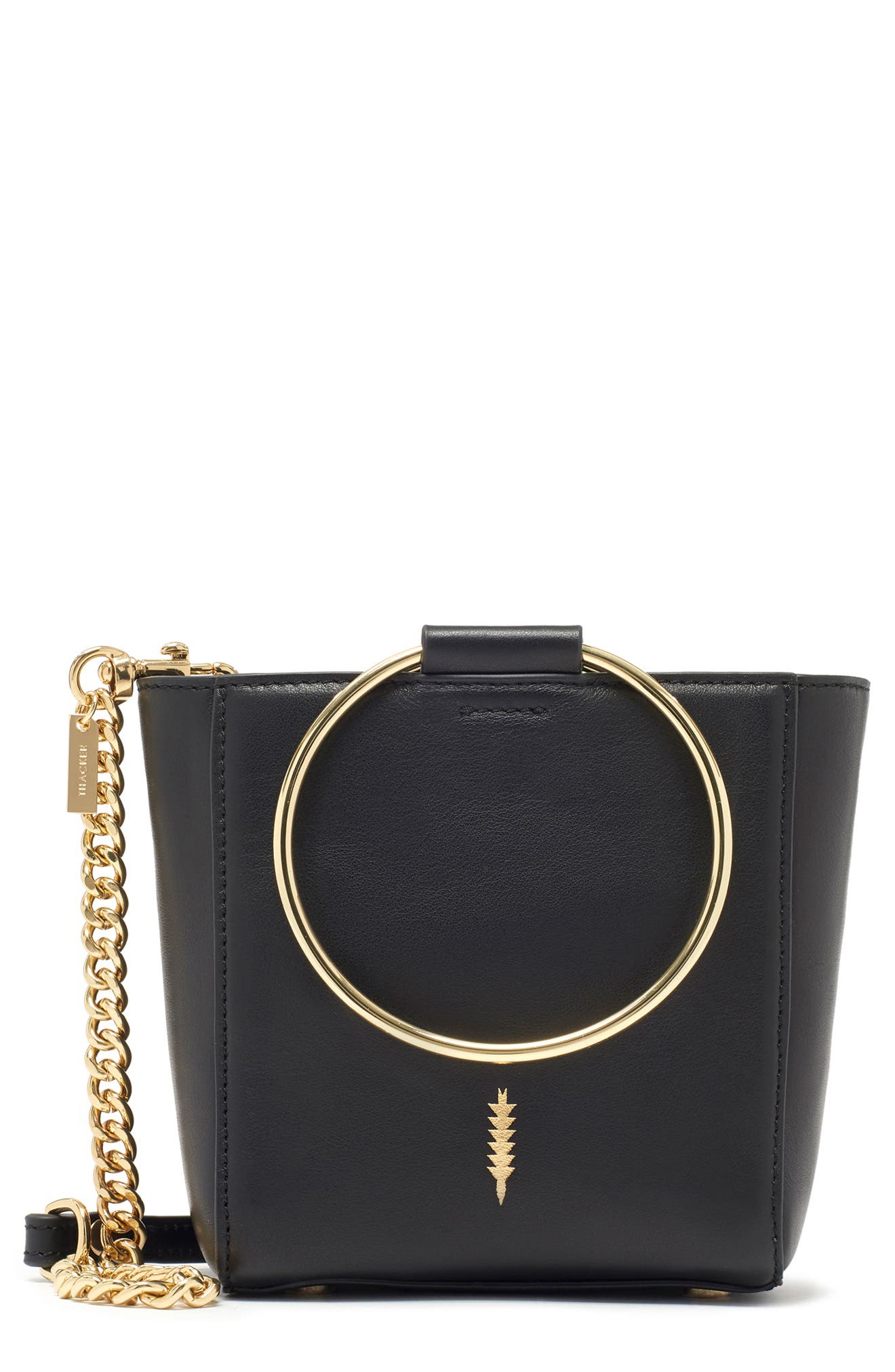 Le Bucket Mini Leather Bag, Main, color, BLACK/ GOLD