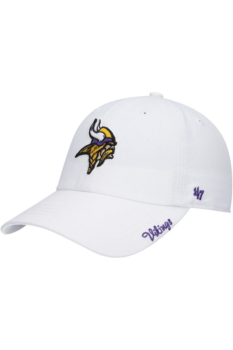 Women's '47 White Minnesota Vikings Miata Clean Up Logo Adjustable Hat, Main, color, White
