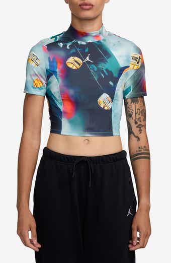 Jordan Printed Mock Neck Crop Top