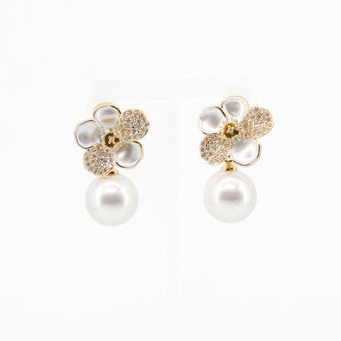 Indira Pearl Flower Drop Earrings