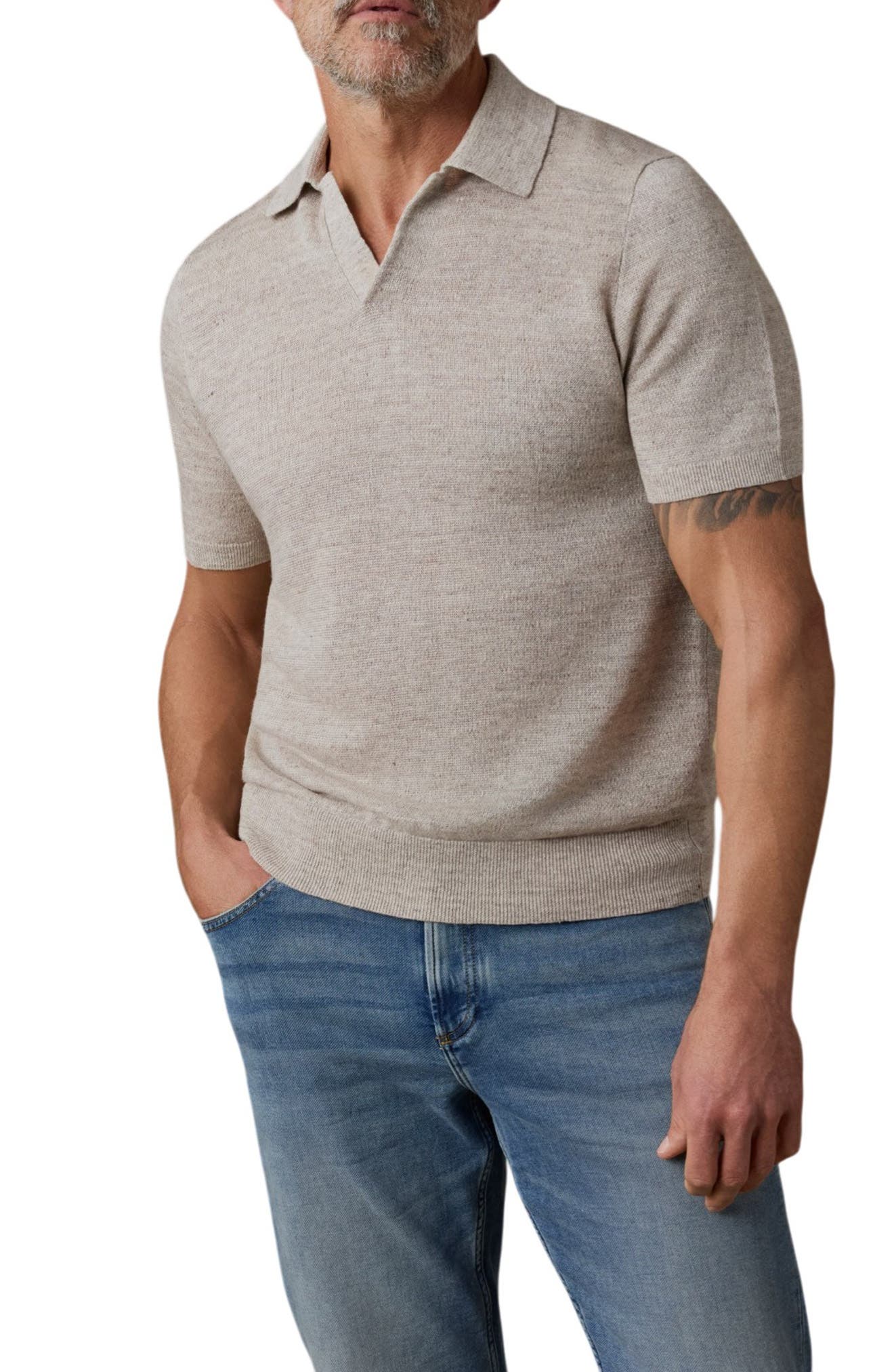 Stripe Linen Sweater Polo