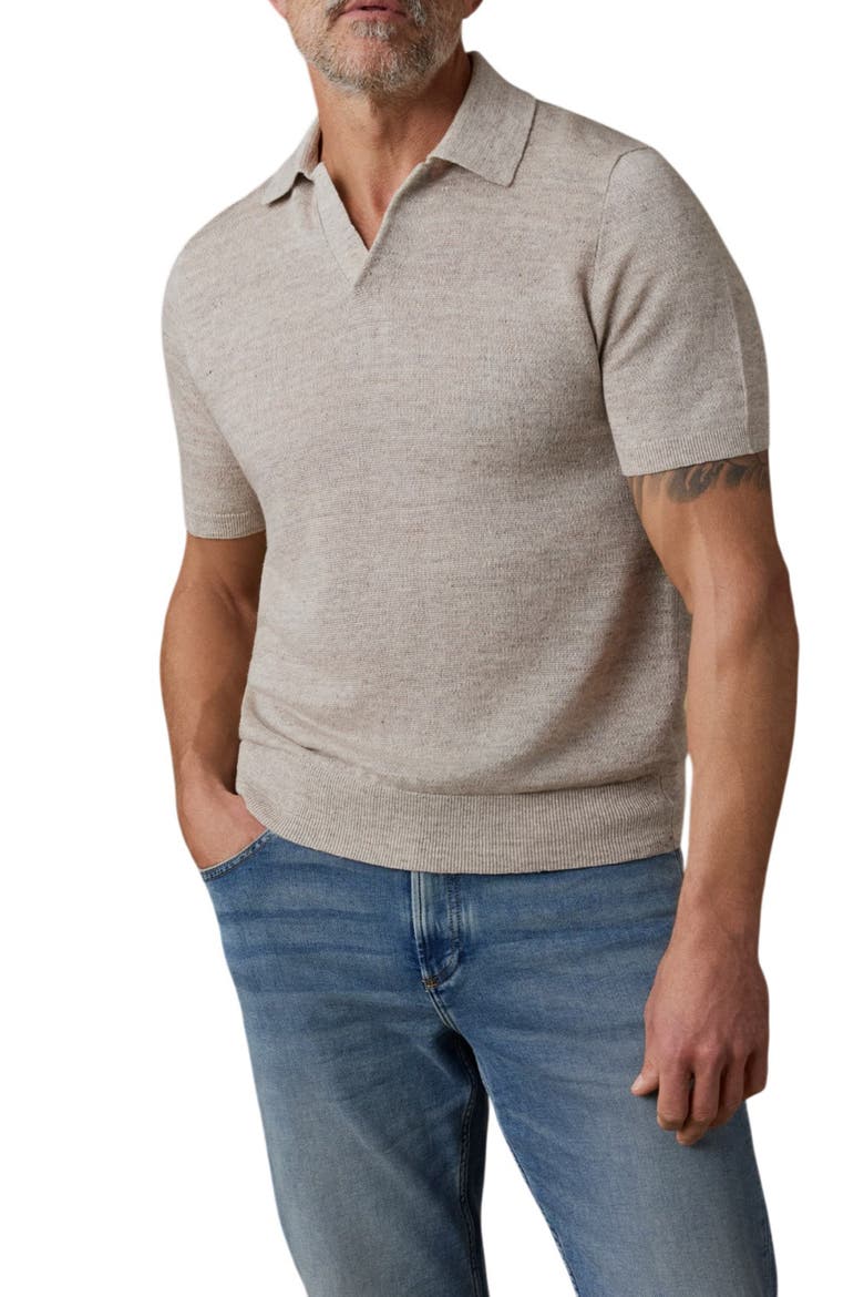 Stripe Linen Sweater Polo, Main, color, TROPIC SANDS MELANGE
