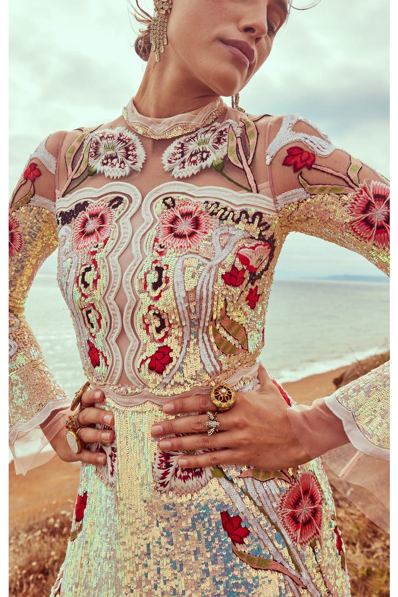 Remi Midi Show Dress, Alternate, color, Iridescent Rose