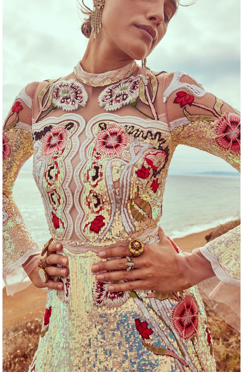 Temperley London Remi Midi Show Dress, Alternate, color, Iridescent Rose