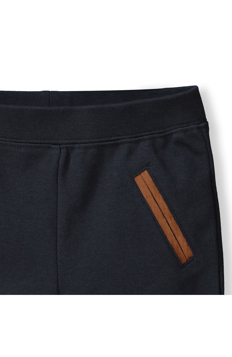 Hope & Henry Baby Girls' Ponte Riding Pant, Infant, Alternate, color, Black With Brown Faux Suede