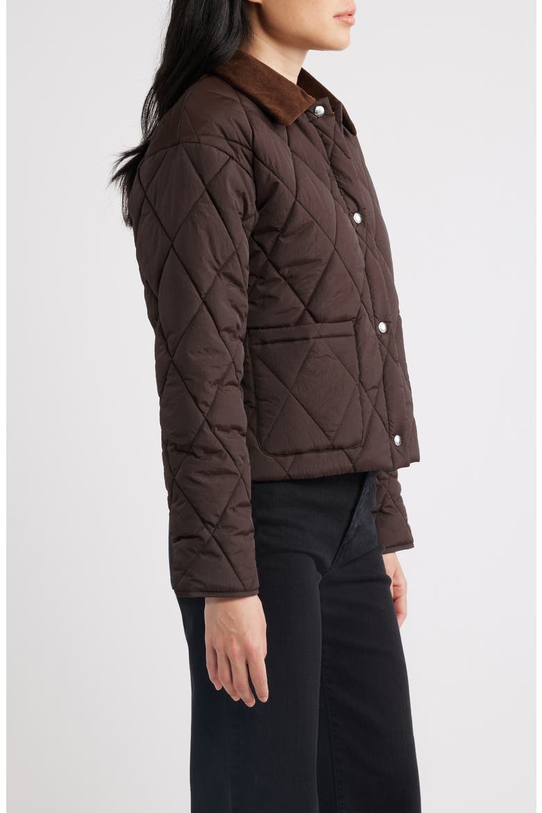 Quilted Crop Jacket, Alternate, color, DARK BROWN