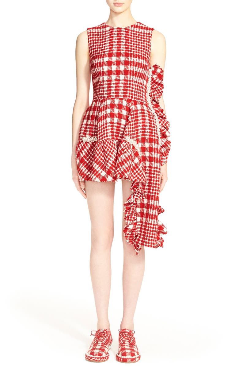 Simone Rocha Plaid Tweed Drop Hem Dress, Alternate, color,