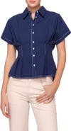 MELLODAY Godet Short Sleeve Button-Up Shirt